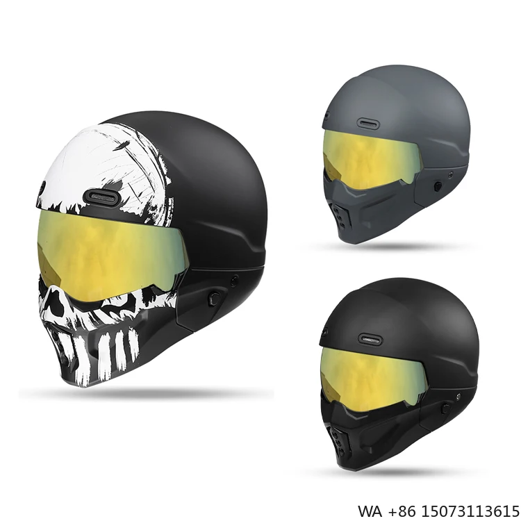 Custom Retro Vintage Convertible Motorcycle Helmet in Fiberglass for Men Women