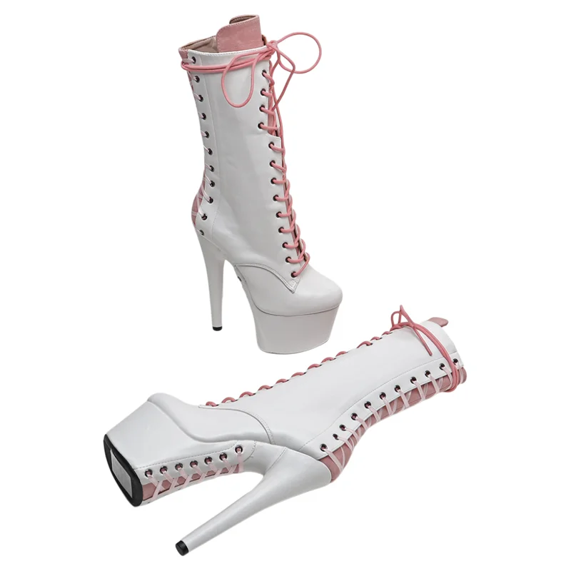 Leecabe  17CM/7inches Matte PU mix Suede  material Trendy fashion High Heel platform stripper heel Pole Dance boots