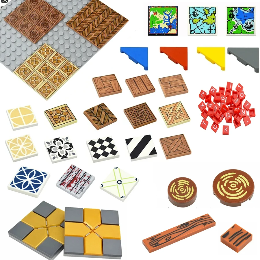 Bricks Smooth 2x2 4x4 6x6 Floor Printed Tile Assembled Building Blocks Decoration Ceramic Tile MOC City House Construction Toys