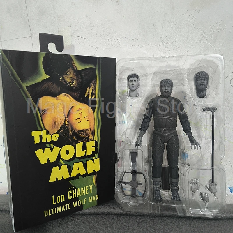 Neca The Black&White Wolf Man Lon Chaney Action Figure Anime Collectible Model Toy Dolls Gift of Christmas Escape