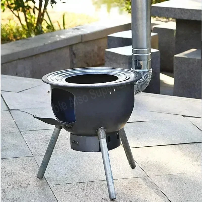 Camping Fire Pits Outdoor Grill Stand Camping Furnace Heating Wood Fire Stove Household Rural Portable Brazier Stove Stand