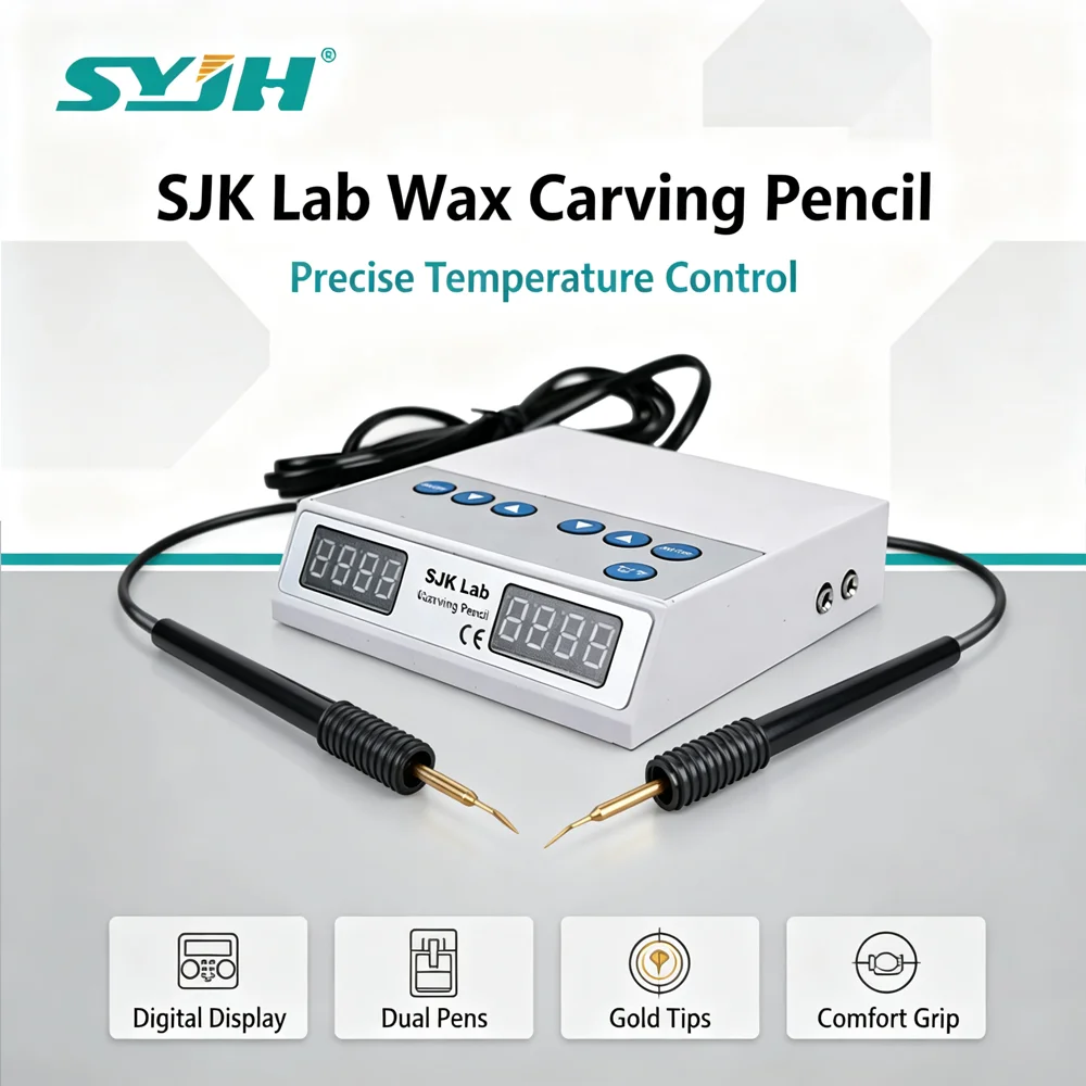 SYJH Ultra-thin Digital Display Electric Wax Engraving Machine Double Carving Pen Heat Wax Knife 6 Tips Dental Lab Tool Set