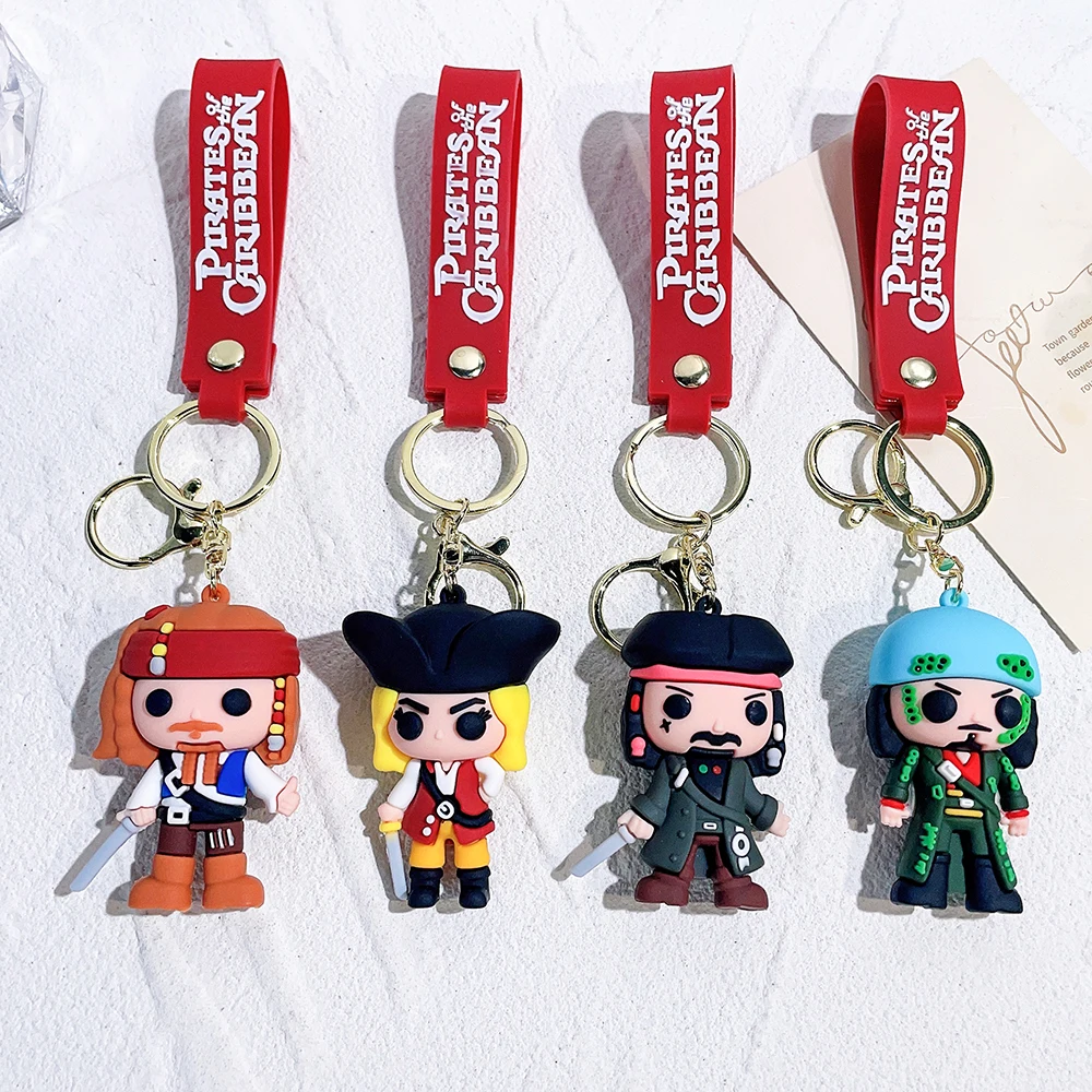 Pirates Of The Caribbean Cute Doll Pendant Anime Figures Jack Sparrow Fashion Backpac Keychain Bag Keyring Pendant Birthday Gift