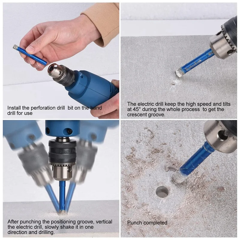 

A53Q-5PCS Набор сухих алмазных сверл для фарфоровой плитки, набор сверл для стеклянных твердых материалов,