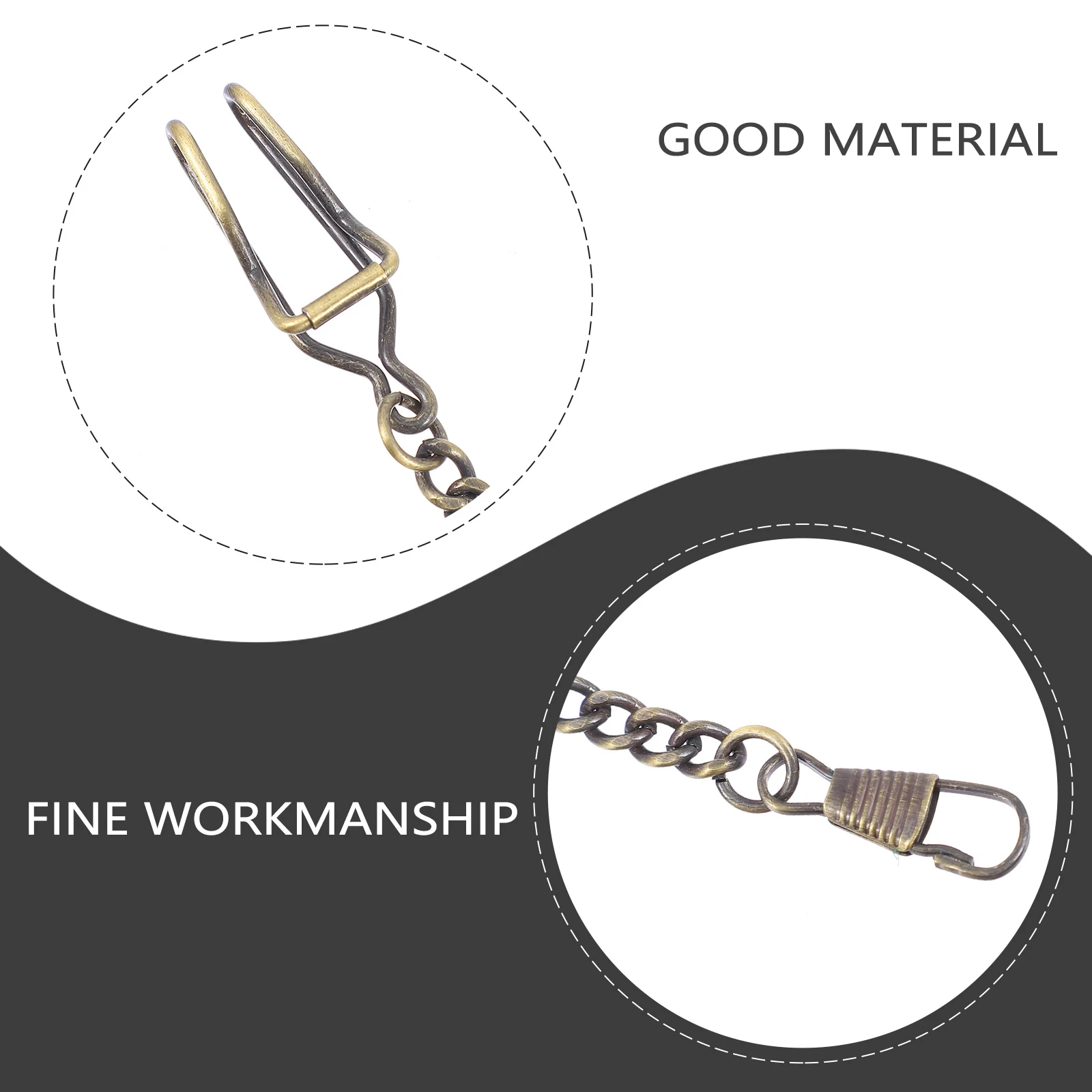 3 Pcs Pocket Watch Chains Silver Gold Bronze Metal Retro Necklace Making Supplies for Men Lightweight Portable