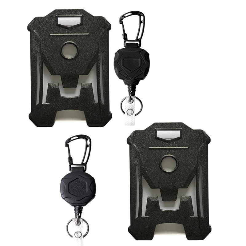 

2 Pack Retractable Badge Holder,Heavy Duty Badge Reel Keychain With ID Card Holder, Retractable Lanyard Keychain