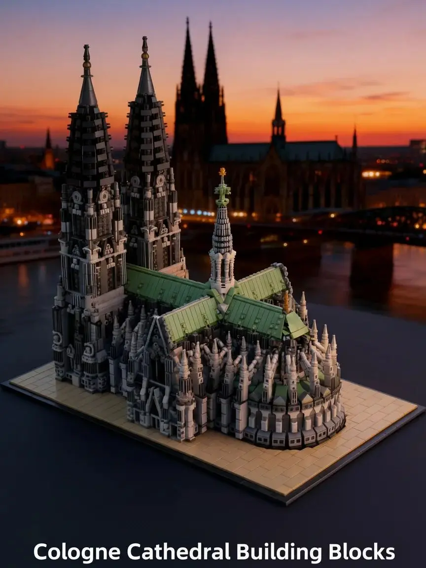 8614-teiliges Gotisches Kölner Dom-Modell, Modulares Baustein-Set, DIY-Montage-Spielzeug, Geschenk für Erwachsene, Heimdekoration