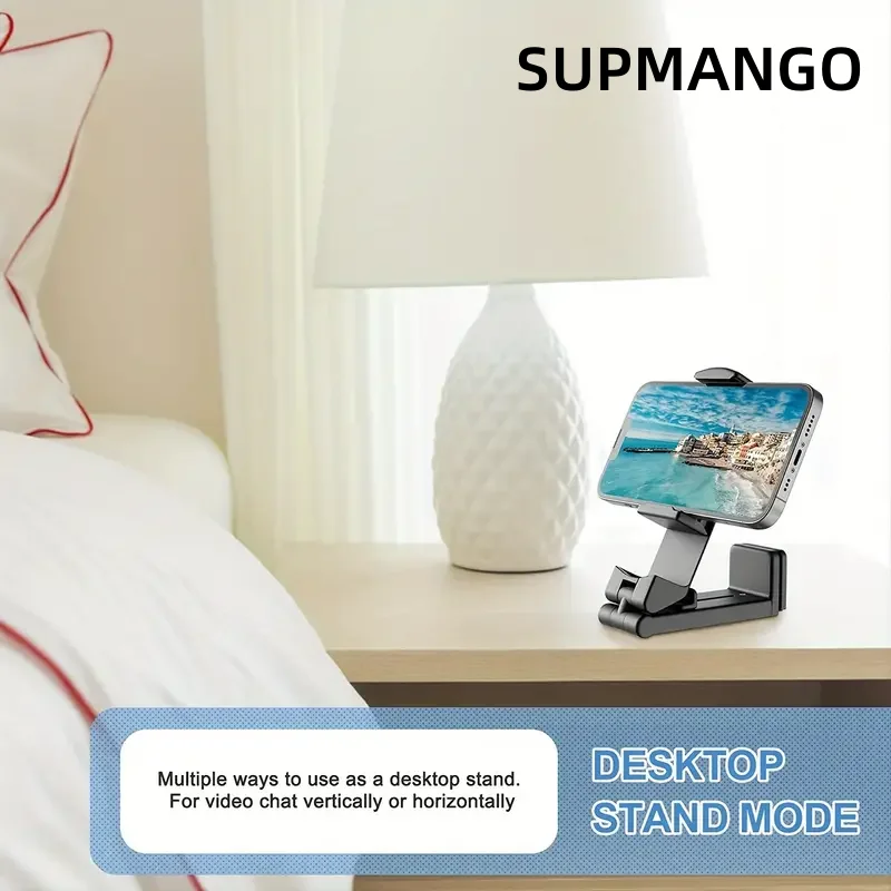 Mobile Phone Holder Portable Travel Device Desktop Mount Foldable Rotating Selfie Train Airplane Seat Support