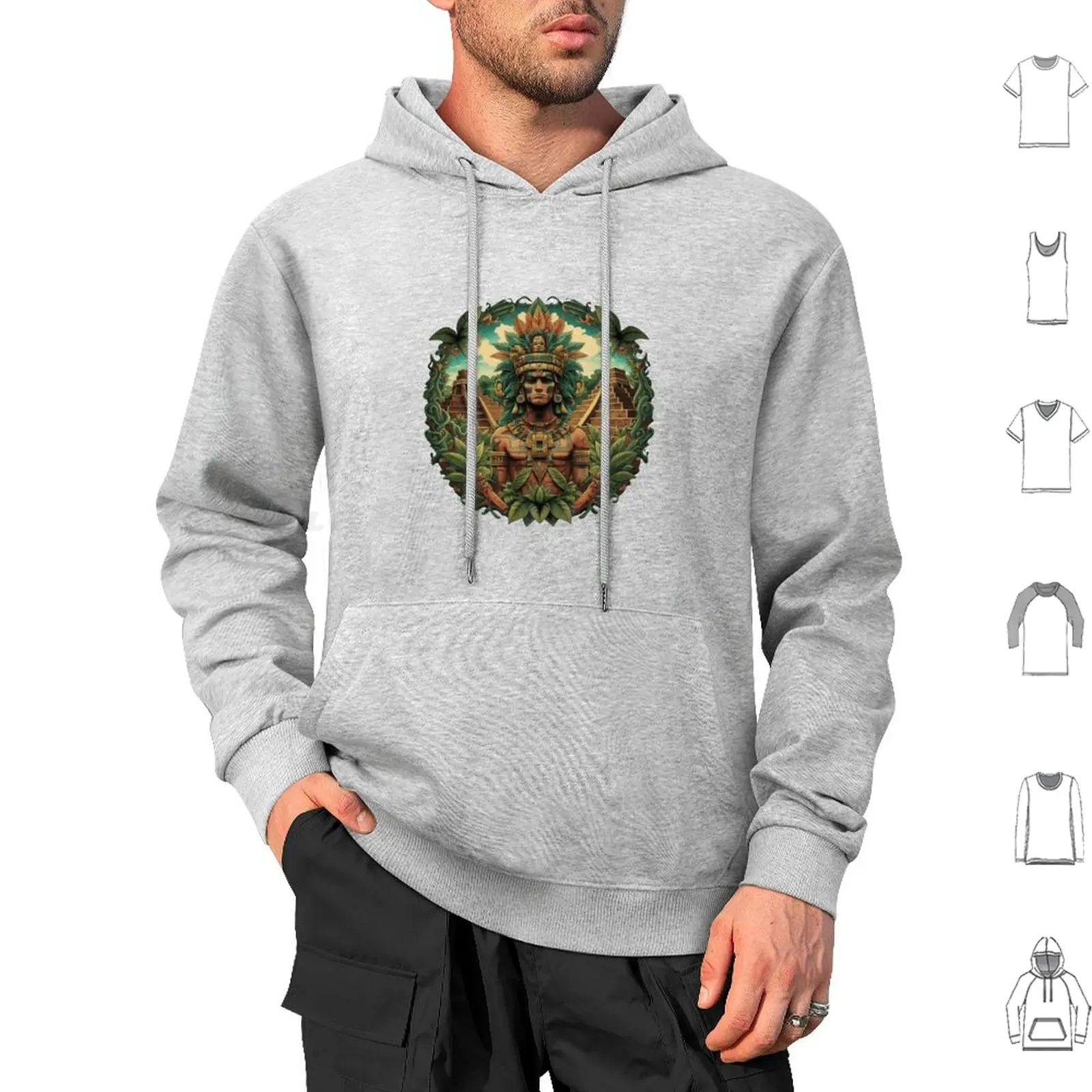 Aztec In The Jungle Hoodie cotton Long Sleeve Aztec Jungle Temple History Nature Mayan Culture Aztec Culture Heritage