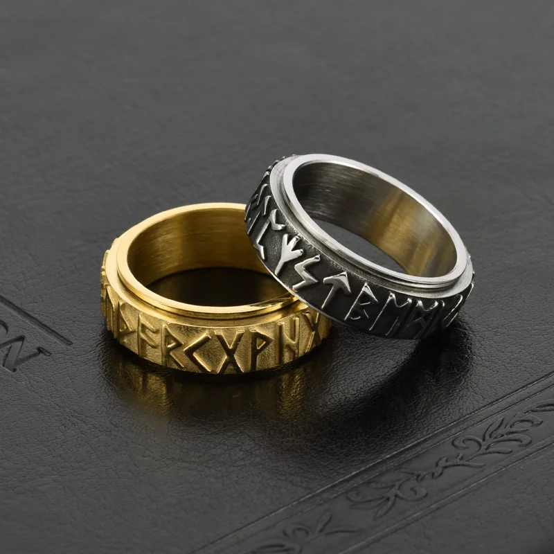 Viking Style Punk Gothic Titanium Stainless Steel Turn Viking Hollow out letters tattoo totem For Men Jewelry
