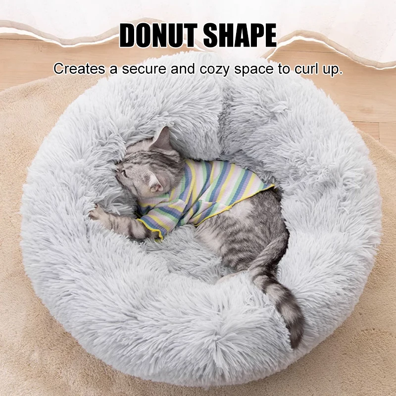 

40-100cm Fluffy Pets Dogs Beds Large Round Dog Bed Super Warm Soft Cat House Plush Cat Nest Winter