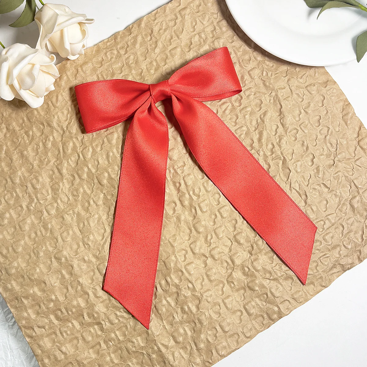 36 pzas/lote 5 "horquilla con lazo para el pelo liso para mujeres y niñas, pinzas para el pelo con cinta larga, pajaritas negras, blancas y rojas, Clip superior, sombreros femeninos
