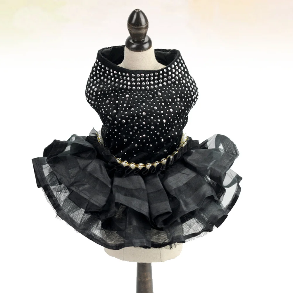 

Stylish Black Lace Dog Skirt Size L Fashionable Puppy Dress Comfortable Summer Party Pet Clothes Outdoor Activities Pet Dress