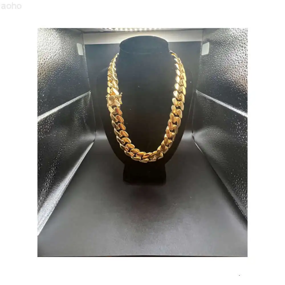 Cuban Link Chain 22mm-22 24-gold Plated 18k Gold 500 Grams Big Chain Stainless Steel Half Kilo Chain