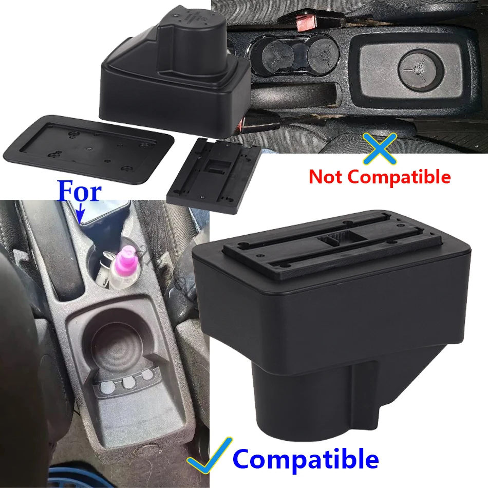 For Ford Fiesta Armrest Box For Ford Fiesta MK7 Car Armrest 2011-2019 Storage Box Interior Dedicated Retrofit Car Accessories