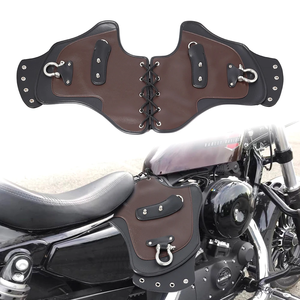 For Harley Touring Softail Dyna Sportster XL Kawasaki Yamaha Honda Motorcycle Universal Heat Saddle Shield Deflectors PU Leather