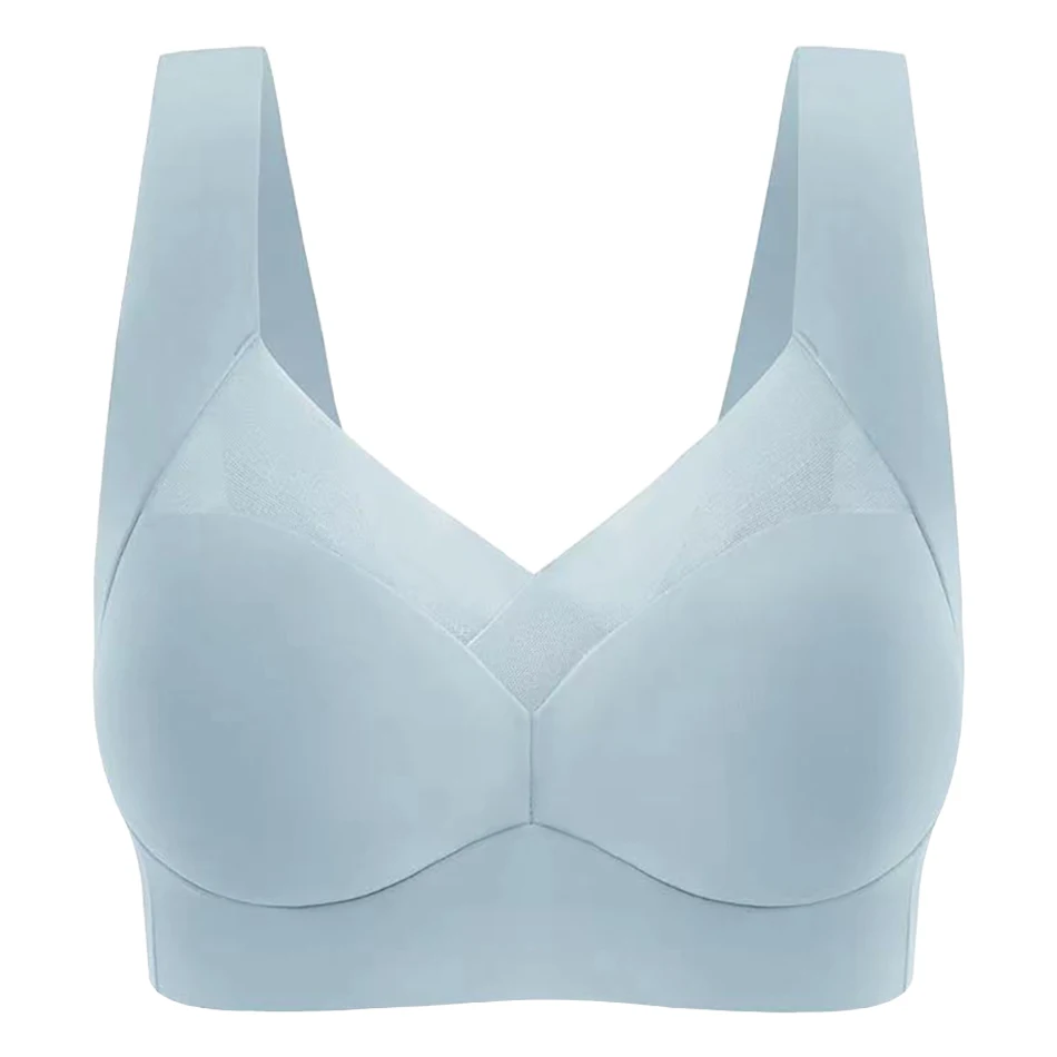 Elegant Women Large Size Seamless No Trace Sports Bra Ice Silk and Padded Cups Fashionable and Comfortable Fit Solid Color Bras