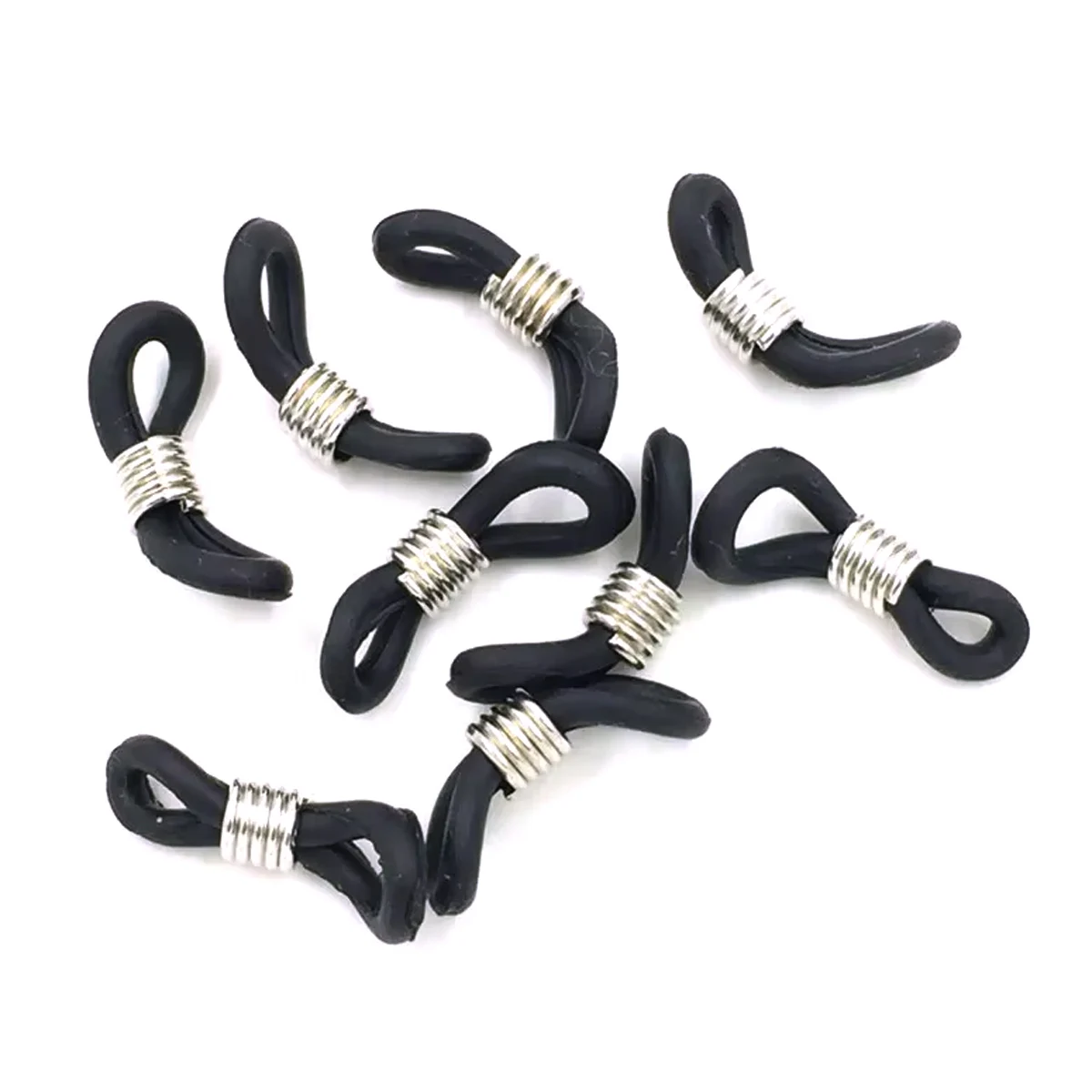 500Pcs Connectors Black Rubber For Glasses Holder Necklace Chain Jewely DIY Finding 18x7mm
