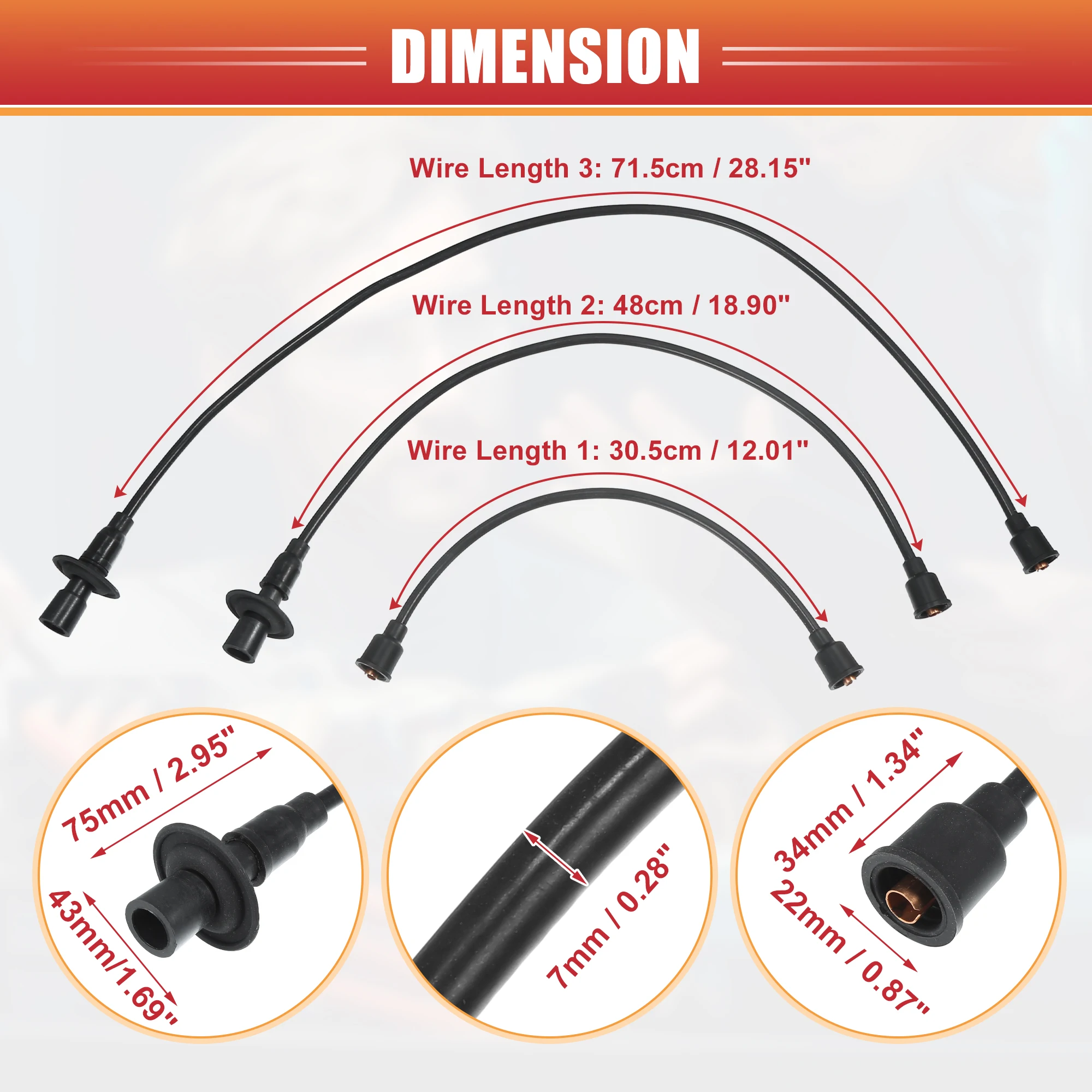 UXCELL 5 Pcs Spark Plug Wire Ignition Coil Cable No.111998031A for VW Beetle Karmann