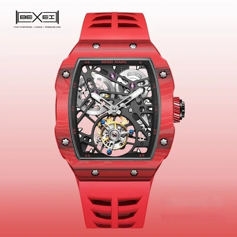 9089 manual mechanical  men tourbillon watchs skeleton synthetic sapphire waterproof BX-053 movement Reserve 72H