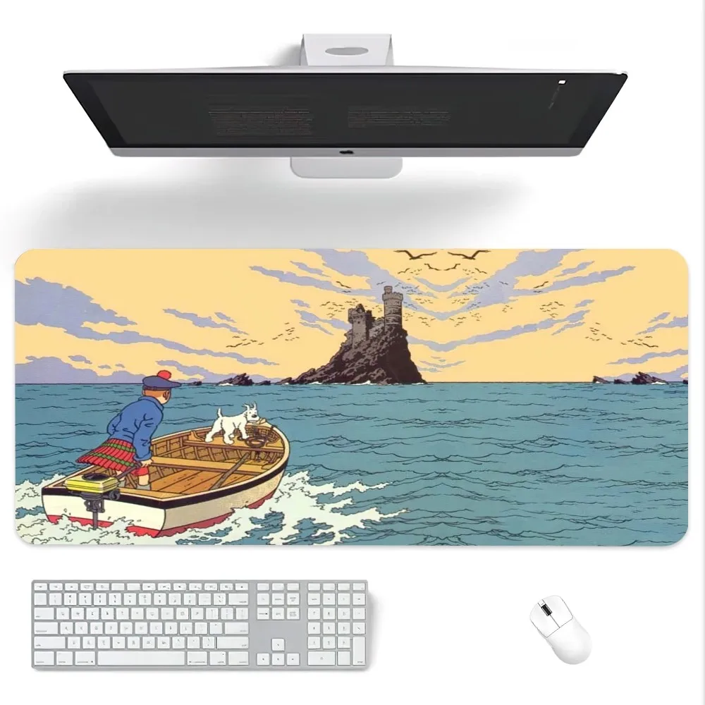 Cartoon Les A-Aventures de T-Tintin Mouse Pad Computer Laptop Gaming Office Wrist Guard Non Slip Keyboard Pad