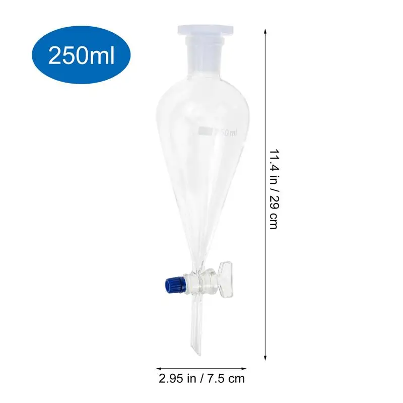 Entonnoir de séparation conique avec Joendocand DeliPlug, verre gradué, 250ml, RapWall