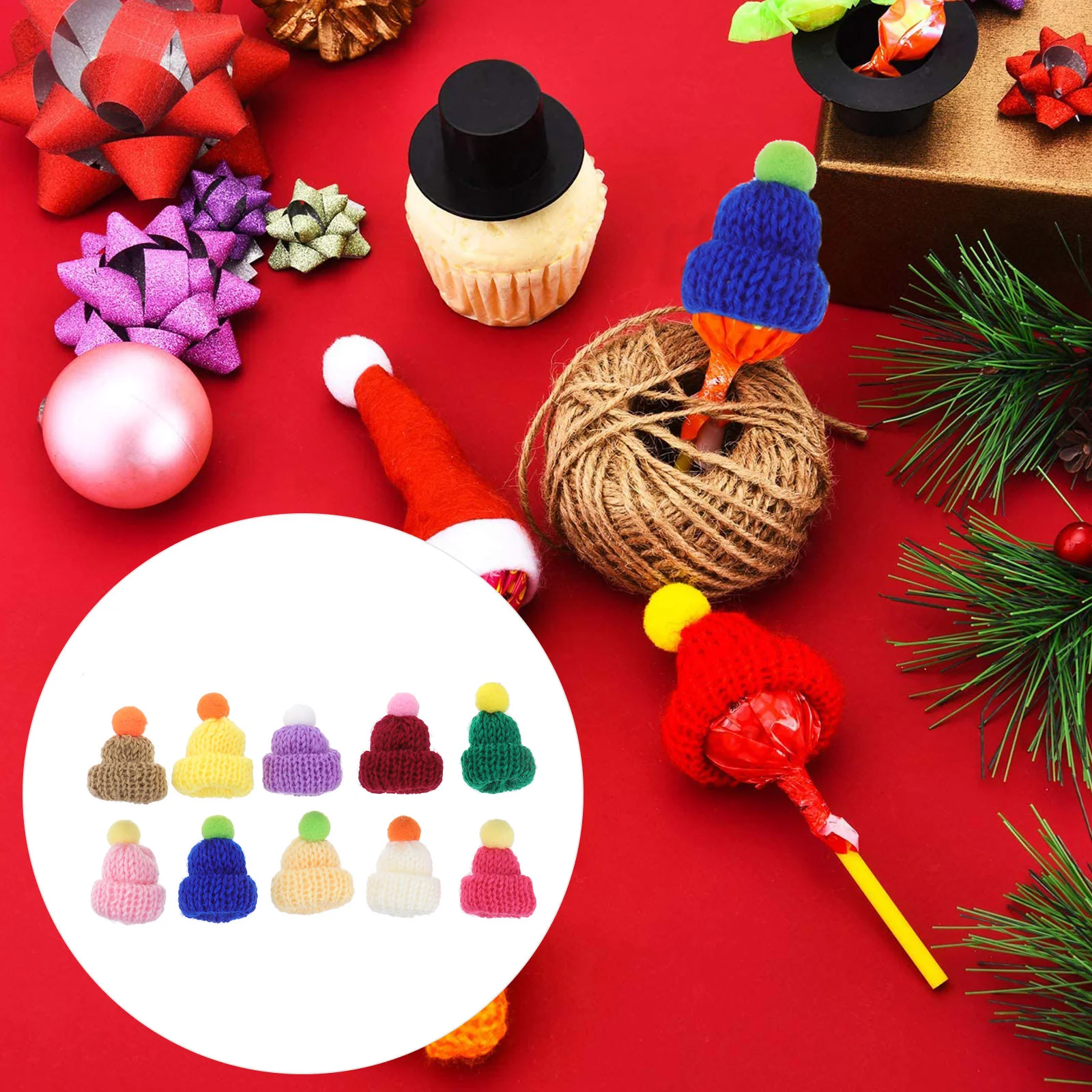 10 Pcs DIY Decor Accessory Mini Knit Hat Caps Handmade Material Plastic Making Gadget