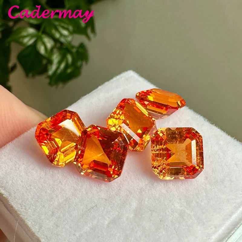 CADERMAY Fanta Color Lab Grown Sapphire With Inclusions Loose Stone Asscher Shape With AGL Inlaid Fine Jewelry Making