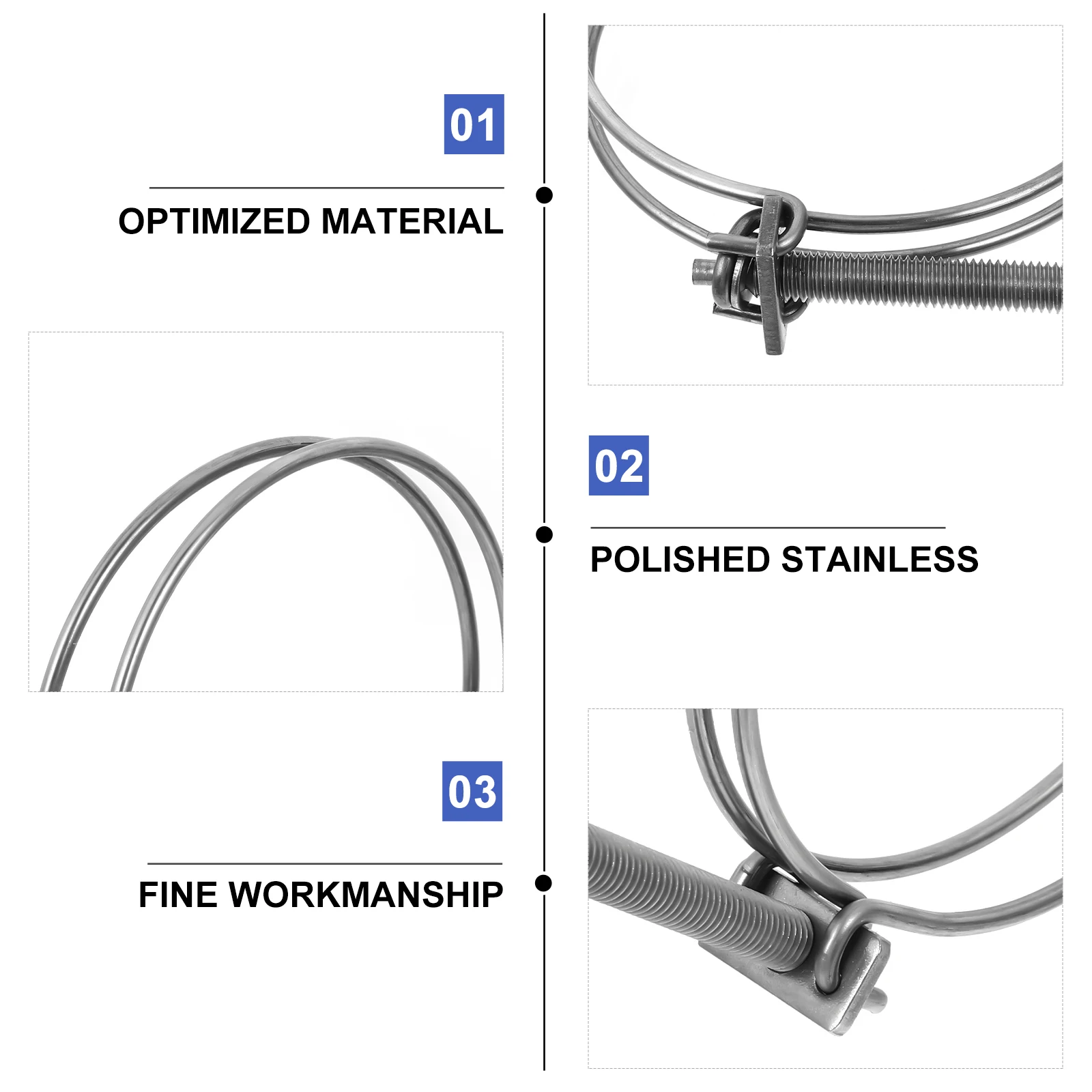

4Pcs Stainless Steel Hose Clips Corrosion Resistant Polished Surface Compact Lightweight Durable Hose Clamps Useful Clips