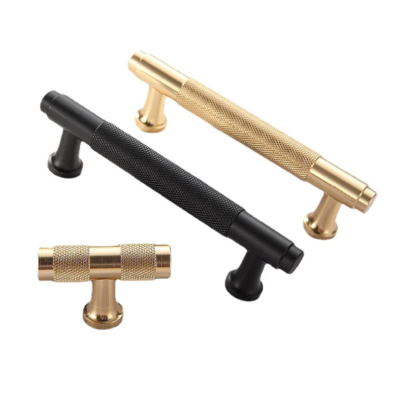 Gold Black Long Bar Furniture Handle Drawer Knob Knurling Wardrobe Handles For Kitchen Cabinet Door Closet Cupboard Pulls