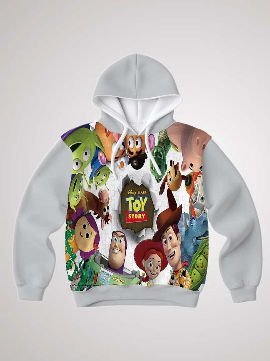 

25/26 осенне-зимняя серая толстовка с капюшоном, анимированная история игрушек, элементы Диснея, 3D толстовка с капюшоном, костюм для родителей и детей для взрослых и детей