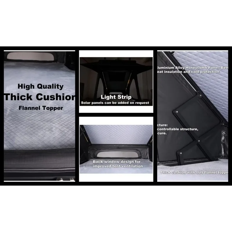 Upgrade 4-Sided Window Hardshell Rooftop Tent Aluminium Roof Top for Van Jeep SUV Truck Car Roof Tent