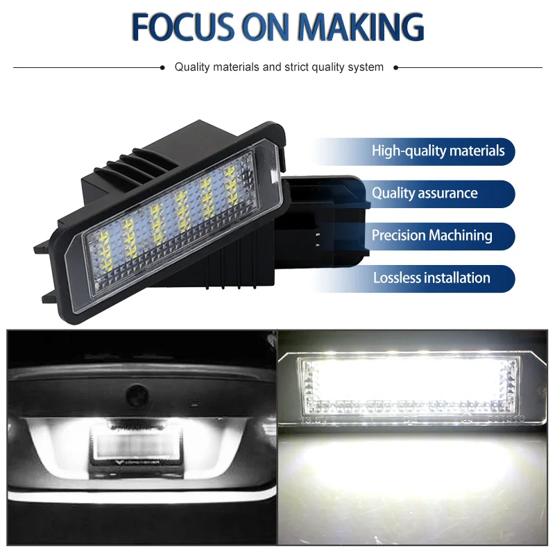 Lumières de plaque de planificateur de numéro d'ampoule de signal arrière de LED de voiture, pas courageux Canbus, blanc, Volkswagen, VW, Bora, berline, 1J, 1998-2005, style de voiture