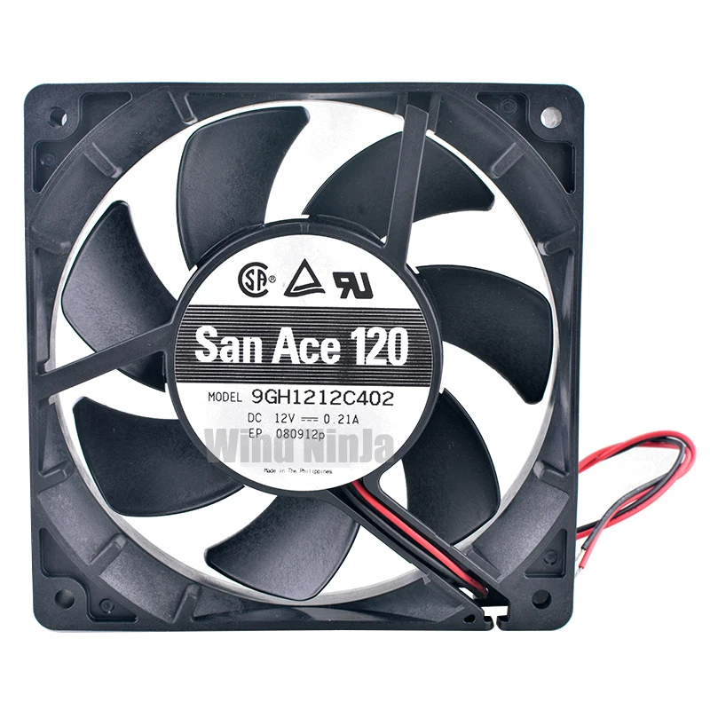 12cm 120mm Dual Ball Bearing Cooling Fan 9GH1212C402 DC12V 0.21A 2-Pin Chassis CPU Power Supply Fan 120x120x25mm