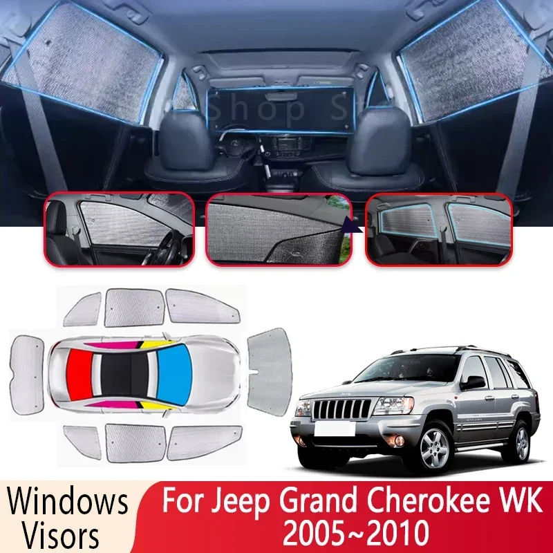 Sun Shade For Jeep Grand Cherokee WK 2005~2010 2008 Heat Windshield Sunshade Insulation Auto Sun Protection Visor Accessories