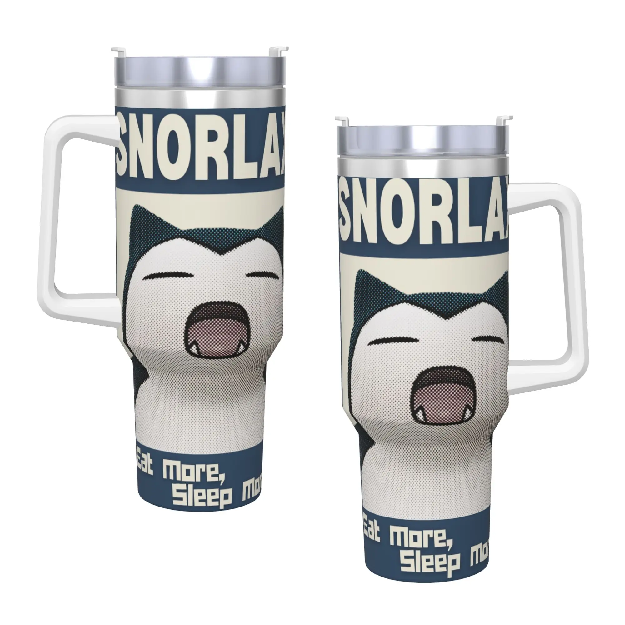 Snorlax More Sleep Please Stainless Steel Tumbler  With Straws and Lid Large Capacity Mugs Cup Cold and Hot Water Bottle