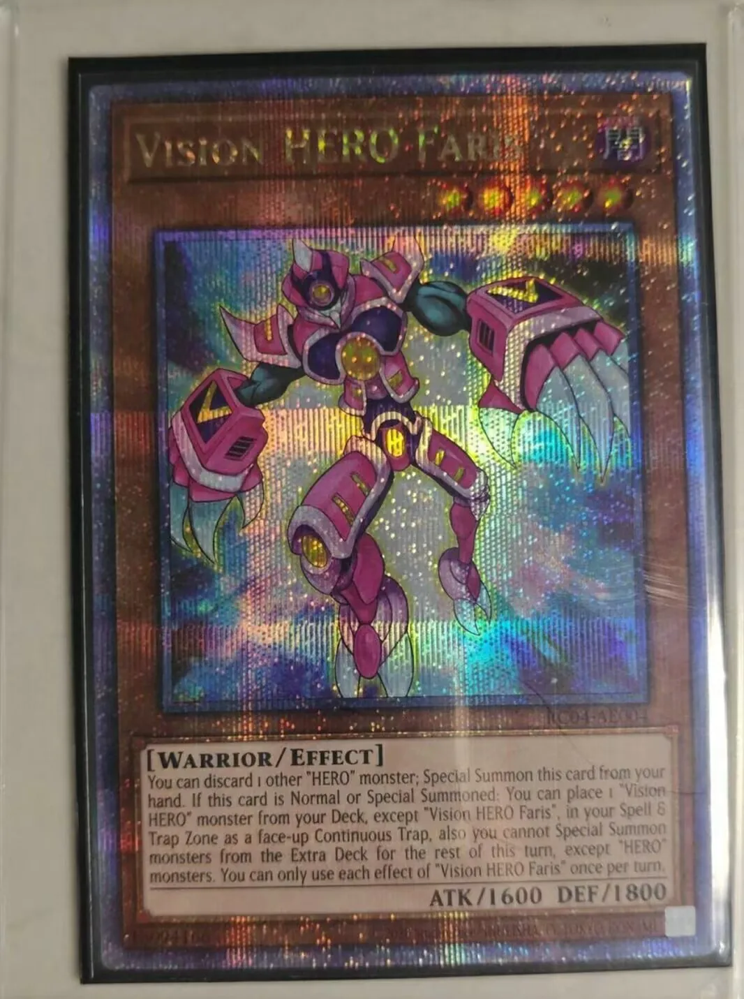 Yugioh KONAMI Duel Monsters RC04-AE004 Vision HERO Faris 25th Quarter Century Secret Rare Asian English Collection Mint Card