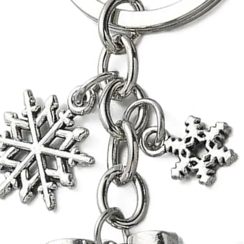77HE Winter Sports Accessory Keychain Silver Ice Skating Shoe Snowflake Design For Enthusiasts Stainless Steel Pendant