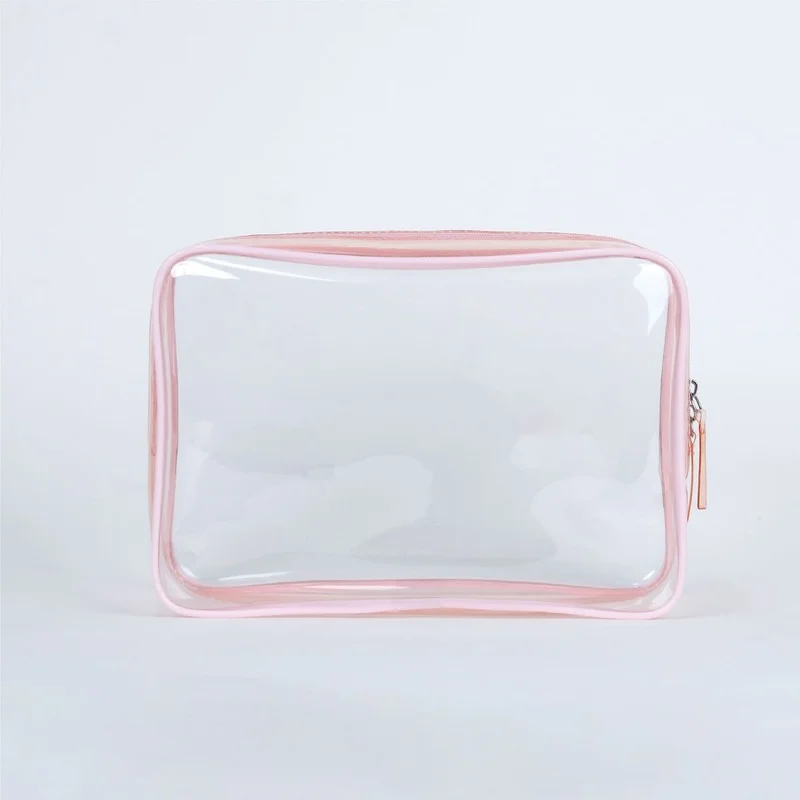 Borsa cosmetica da donna trasparente rosa borsa da viaggio impermeabile portatile per il trucco Organizer da bagno borsa da toilette trasparente per