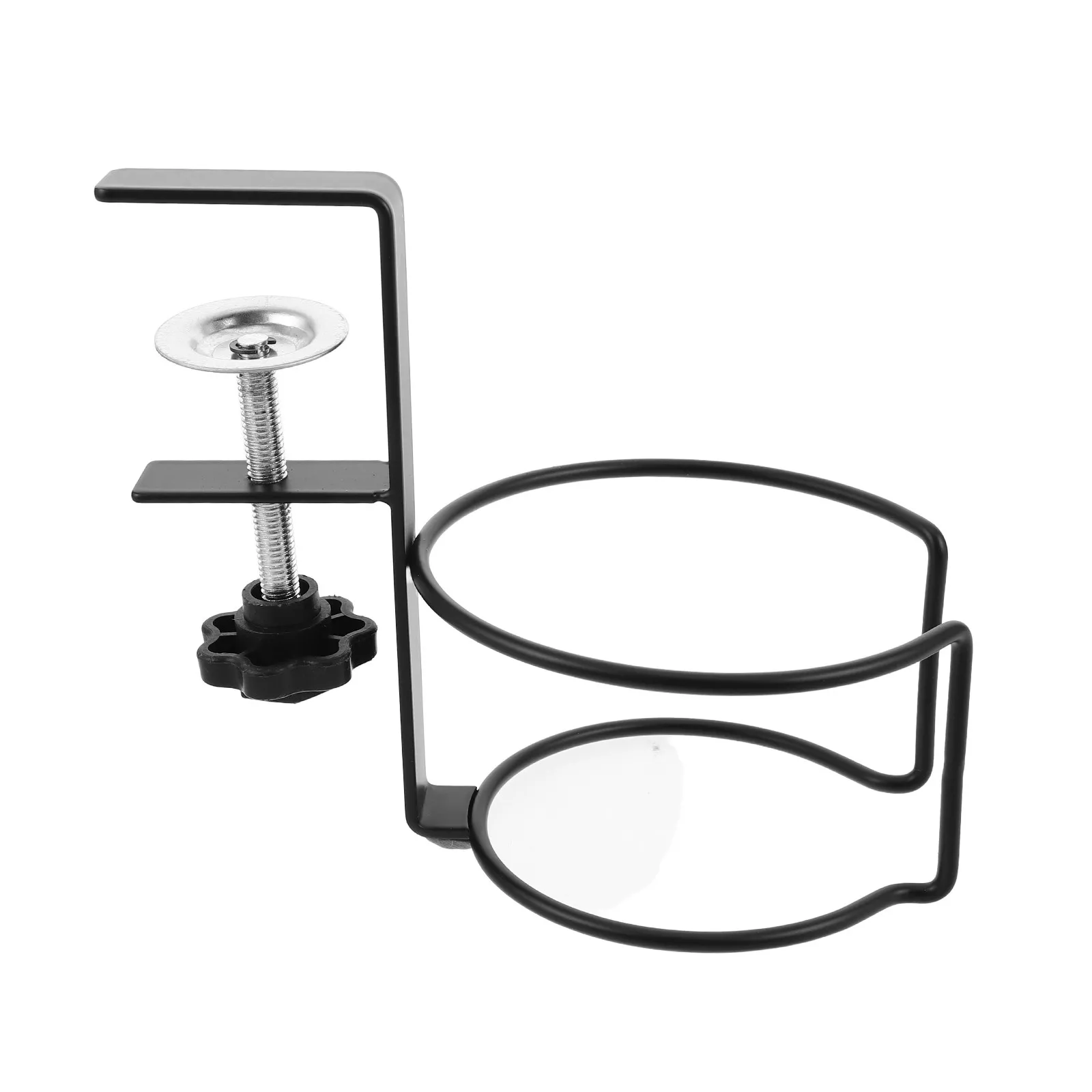 Desk Cup Holder Clamp Black - Adjustable Table Edge Mount Beverage Holder for Office Desk Coffee Mugs Water Bottles Anti-Spill