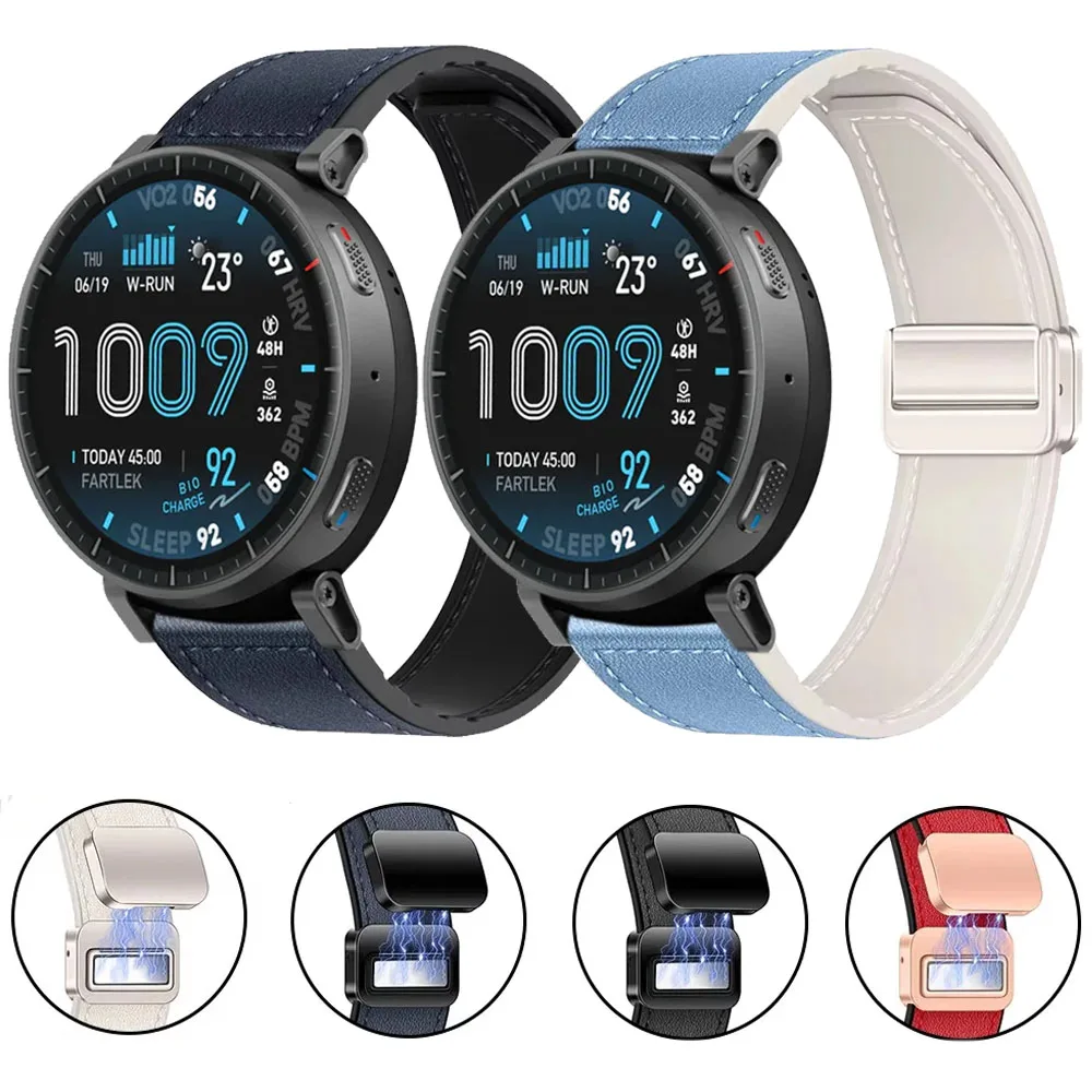 20mm 22mm Silicone+Leather Band for Amazfit Active Max/Balance 3 2 1 Bip Max 6 5 Bracelet Wristband For Amazfit Active 2 Square
