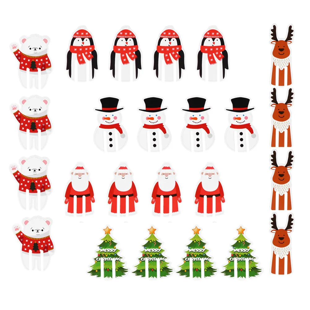 24Pcs Christmas Paper Cards Multipurpose Wine Glass Markers Bookmarks Bag Sealing Cards Xmas Party Decor Craft Adornments Xmas