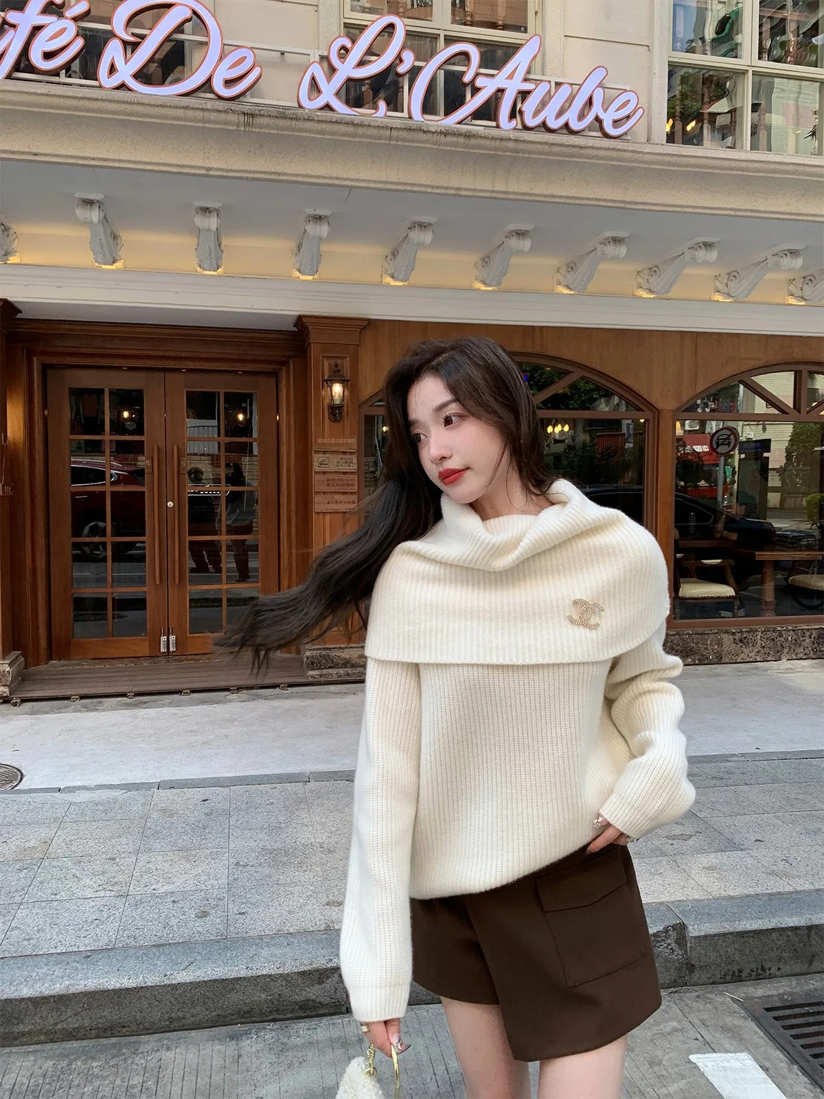 

High Waist Fce A-Line Skirt orts Double-sided Wool Conceal Meat orts Winter ential Skirt orts for Women