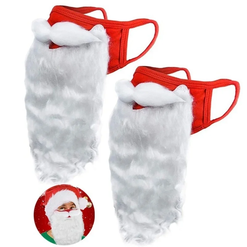 Christmas Decoration 3D Santa Claus Beard Masks Adult Unisex Funny Reusable Santa Face Cover Shield for Xmas Cosplay Party SALE