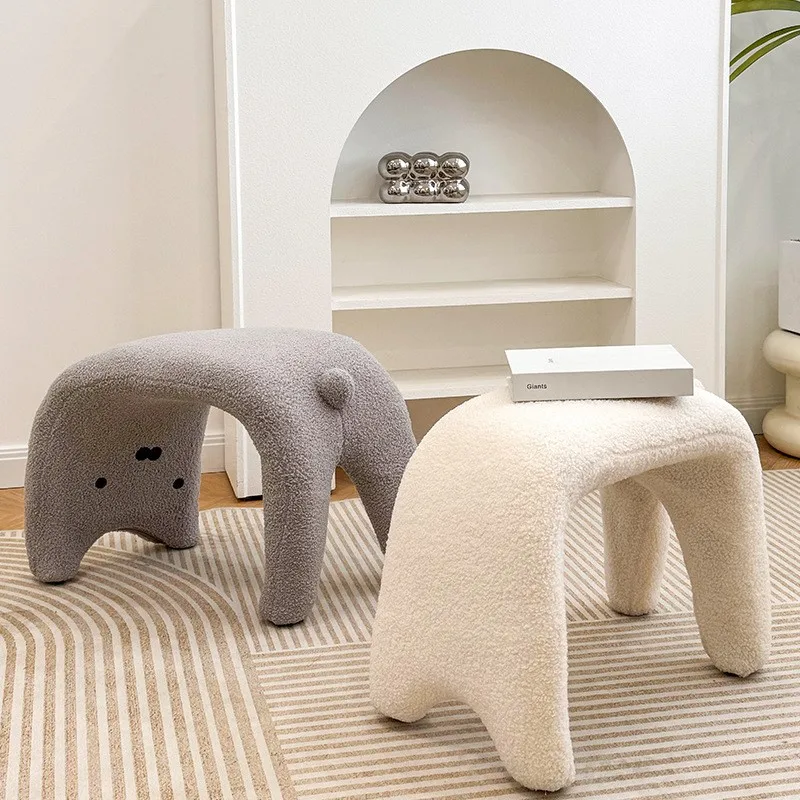 Shoe Changing Stool Home Entrance Stool Small Stool Entrance Sofa Stool Lamb Wool Dressing And Makeup Stool Footrest Ottoman New