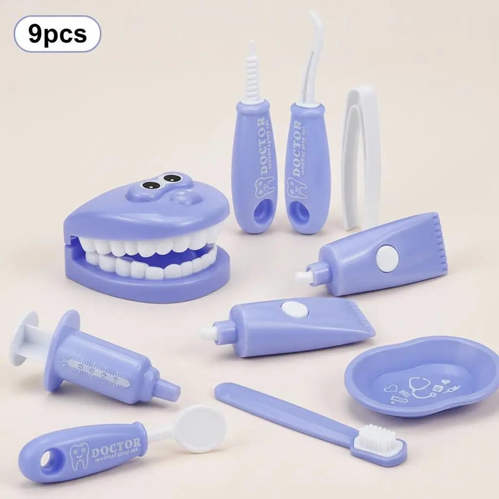 9PCS Kids Dentist Play Set Educational Dental Toy Kit Doctors Role Play  Teeth Model Tools Teaching Aids