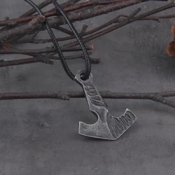 dropshipping 1pcs thor's hammer mjolnir pendant necklace viking scandinavian norse viking necklace with cotton chain