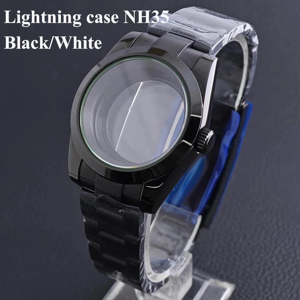 39mm Watch Case Lightning Case nh35 Watch Steel Case Sapphire Glass Fits NH35/NH36 Movement Watch Parts Fit 20mm Steel Strap