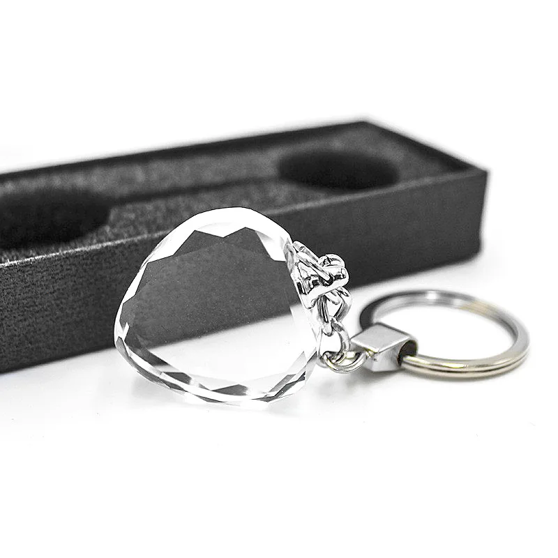 Heart & Hexagon Crystal Blank Keychain - Transparent Color Options DIY Custom Gift Pendant