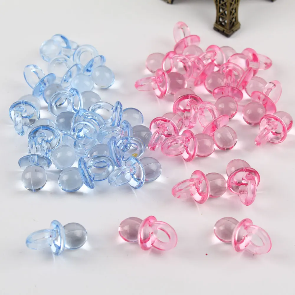 Blue / Pink Transparent Acrylic Mini Pacifier Baby Shower Cake Decoration Birthday Gift DIY Mini Pacifier Party Decoration